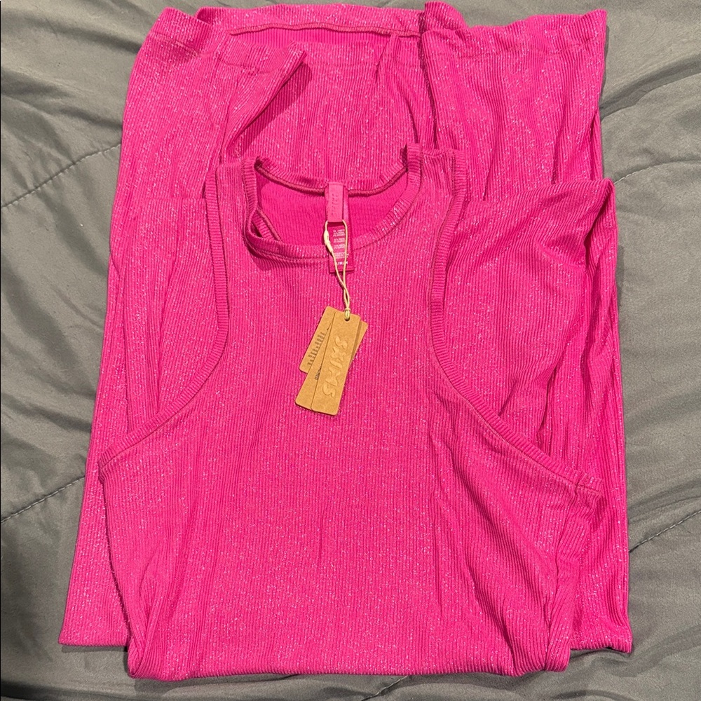 SKIMS Fuchsia Ribbed Maxi Racerback Dress - Picture 5 of 6
